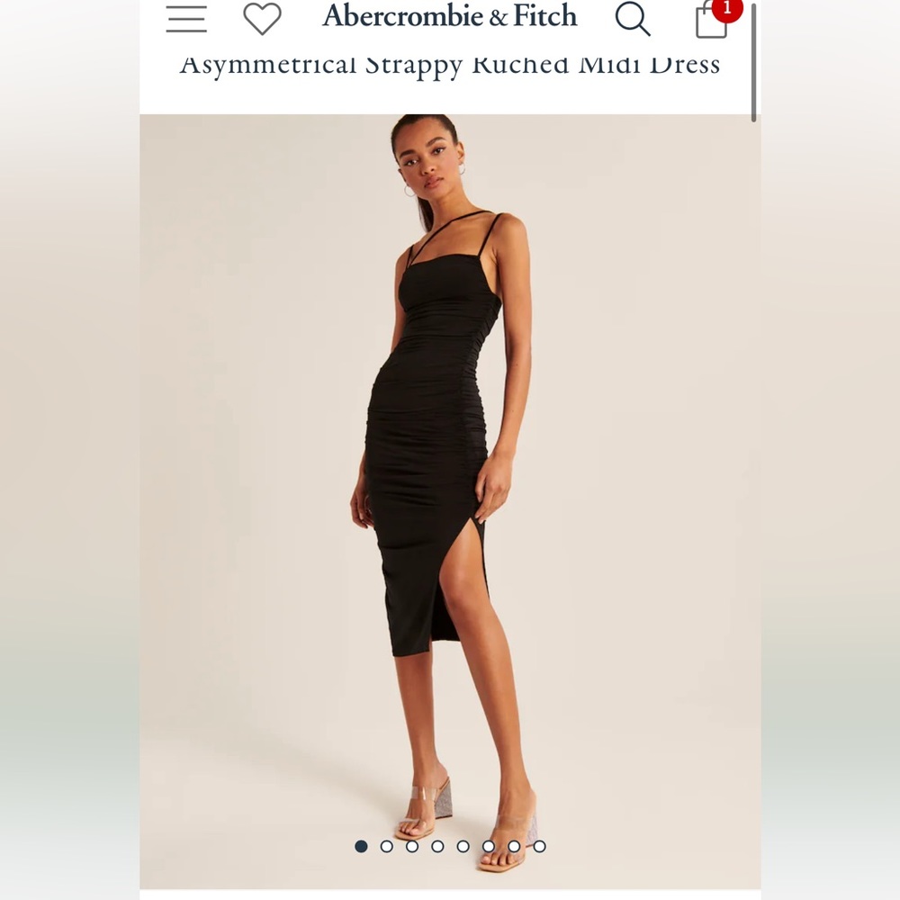 Aysmetrical Strappy Ruched Midi Dress